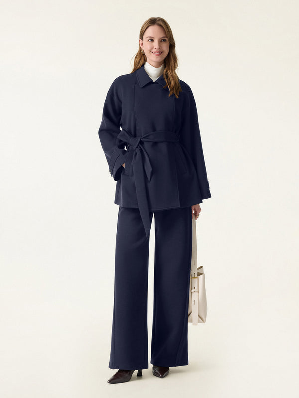 Classic Convertible Collar Belted Coat